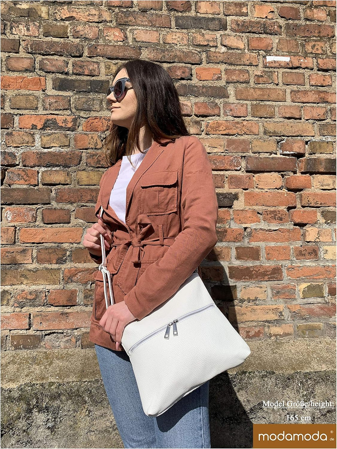 modamoda de - T144 - ital Umhängetasche Schultertasche aus Leder Bordeauxviolett, Bordeauxviolett