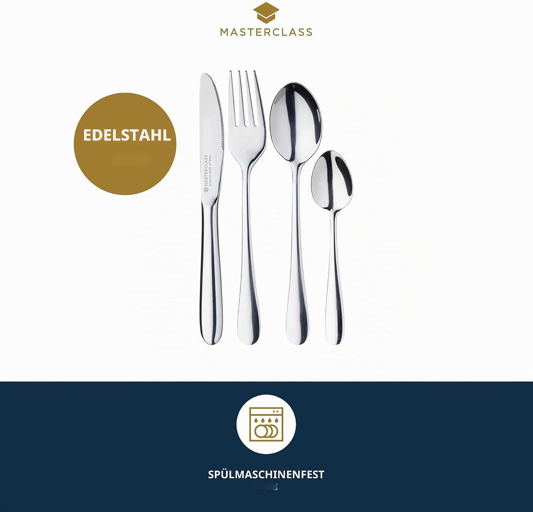 MasterClass Kinderbesteck-Set, Edelstahl, 4-teilig, Silber (Packung mit 2) 28 x 18 x 18 cm (Packung