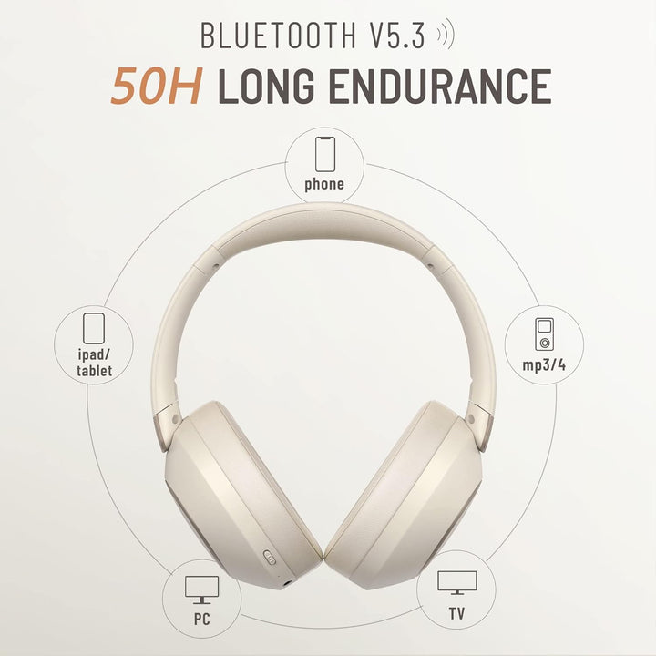 LORELEI B-C6 Kabellose Over-Ear-Kopfhörer, 50H Playtime Faltbare, leichte Bluetooth-Headsets, Tiefe