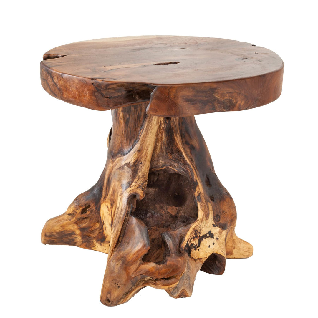 invicta INTERIOR Baumstamm Hocker Root Teak Hocker massives Wurzelholz Sitzhocker Beistelltisch Natu