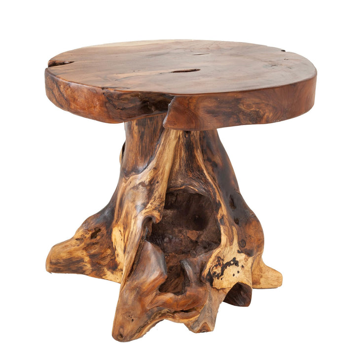 invicta INTERIOR Baumstamm Hocker Root Teak Hocker massives Wurzelholz Sitzhocker Beistelltisch Natu