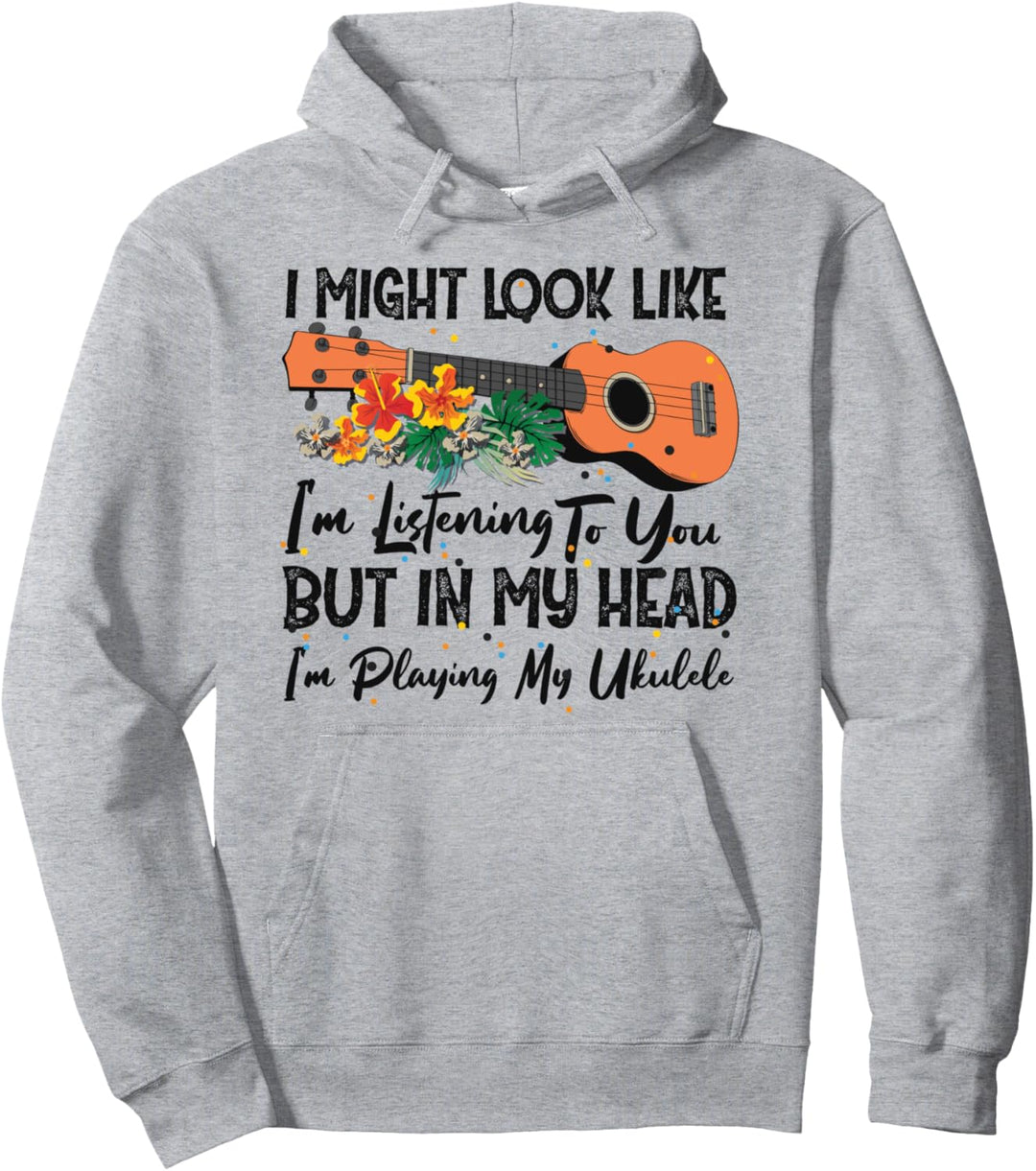 Hawaiianische Ukulele mit Aufschrift "I'm Playing My Ukulele" Pullover Hoodie