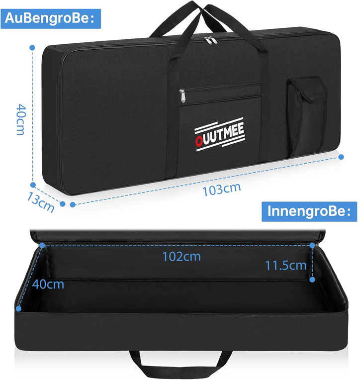 61 Keyboard Tasche Zwei Möglichkeiten Zum Tragen,103 x 40 x 13 cm Keyboard Piano Tasche,600D Waterpr