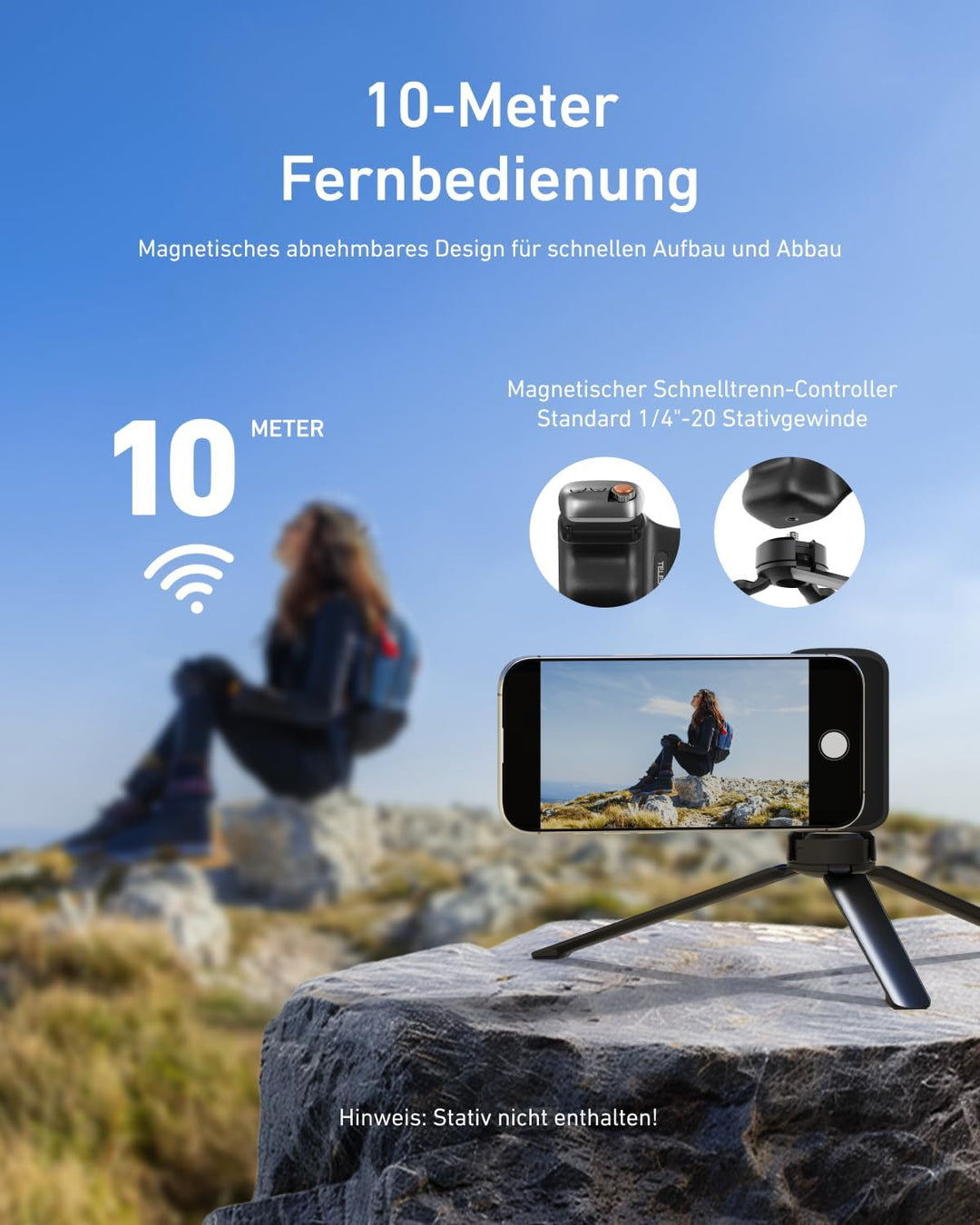 TELESIN Fun Shot Magnetischer Handy-Kameragriff (Schwarz) + C03 Magnetisches Selfie-Licht (Weiss) Se