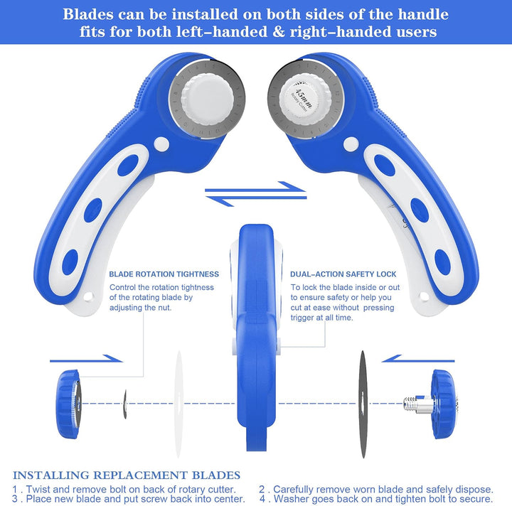 Rollschneider 45mm Rollschneider Stoff Set,Mit 6 Ersatz-Rollschneiden Zum Präzisen Schneiden Von Sto