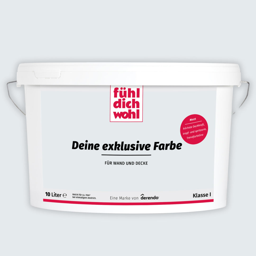 derendo Fühl Dich Wohl Deine Farbe grau, matte Wandfarbe grau, hohe Deckkraft, verschiedene Grautöne