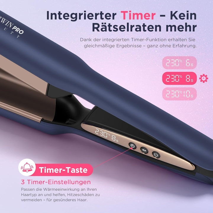 Meerjungfrauen Deep Waves Welleneisen 25 mm, PARWIN PRO BEAUTY Doppelzylinder Beach Waves Lockenstab