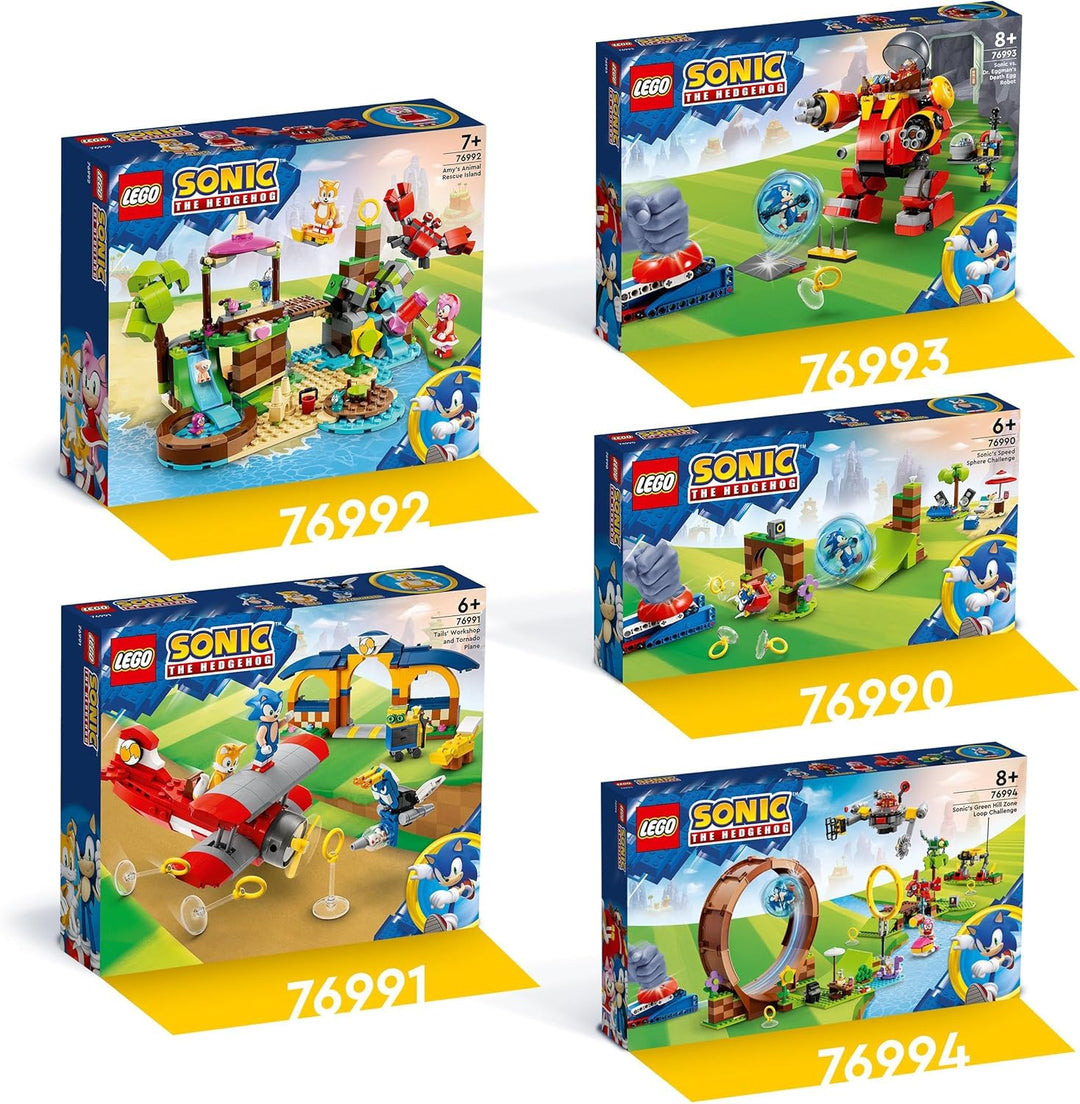 LEGO 76991 Sonic The Hedgehog Tails‘ Tornadoflieger mit Werkstatt Set, Baubares Spiel mit Flugzeug-S