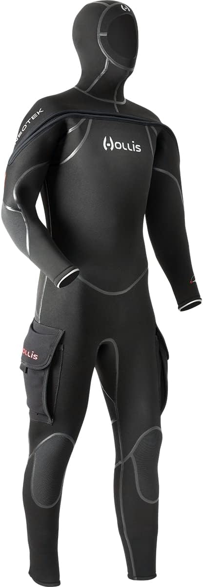 Hollis NeoTek V2 Unisex Kapuzenanzug, halbtrocken, 8/7/6 mm Schwarz Medium Large, Schwarz M-L