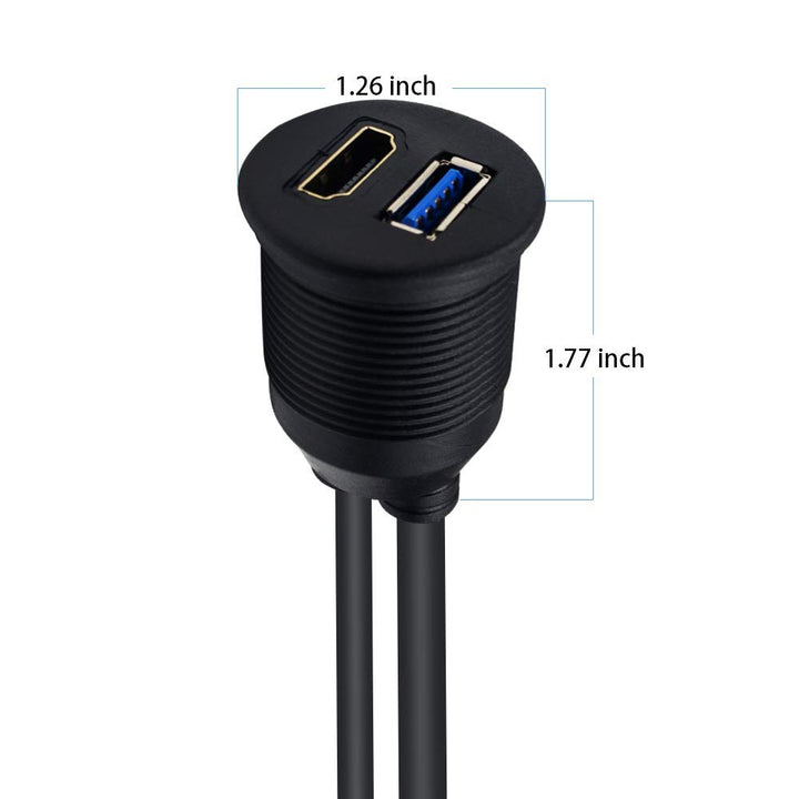 Duttek USB & HDMI Panel Flush Mount Kabel 2M/6.56FT, USB 3.0 & HDMI Stecker to Buchse Verlängerung M