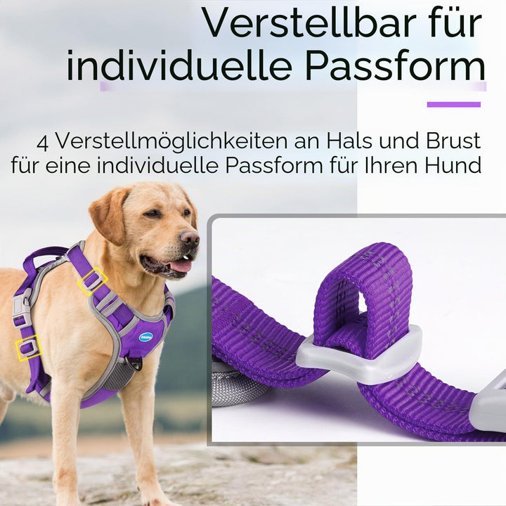 ThinkPet Anti Zug Hundegeschirr mit Griff - Verstellbar, Reflektierend, Atmungsaktiv, Gepolstert (S,