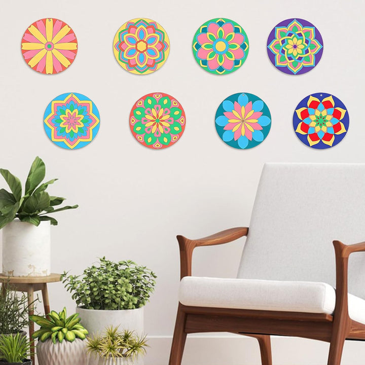 Mandala-Gemälde-Set aus Holz, 40 Stück, unlackierte Holzausschnitte zum Bemalen, Holz-Mandala-Orname