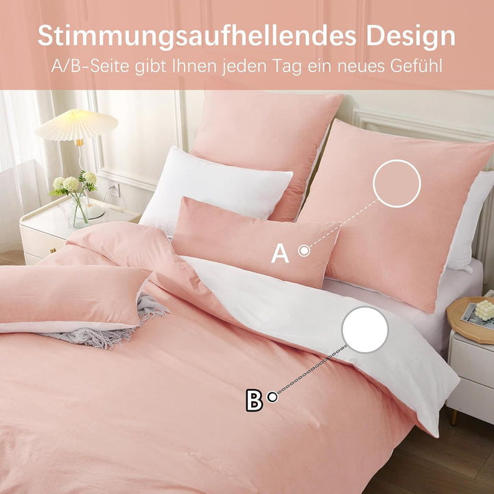 MILDLY Bettwäsche 220x240 Baumwolle, Bettwäsche-Sets Rosa 3 Teilig mit Reissverschluss Ähnliche Text