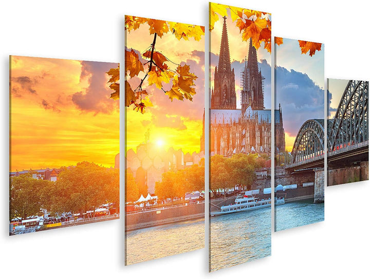 islandburner Bild auf Leinwand Köln Bei Sonnenuntergang Bilder Wandbilder Poster Leinwand 170x80cm -
