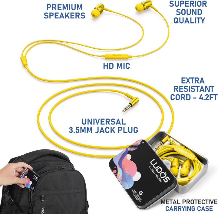 LUDOS OMNITONE Kopfhörer In Ear Kopfhörer mit Kabel und Mikrofon, 5 Jahre Garantie, In Ear Ohrhörer,