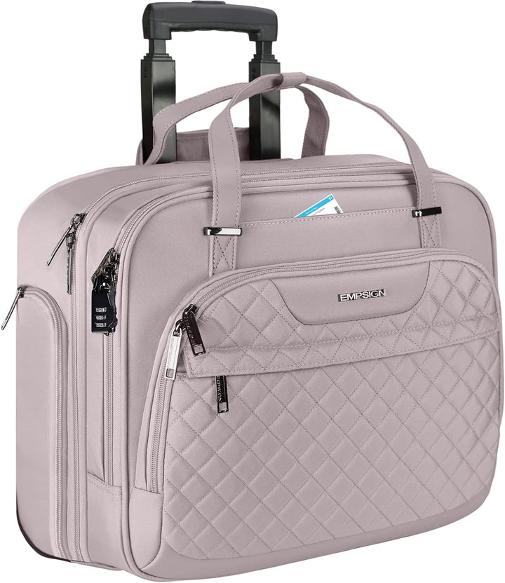 EMPSIGN Trolley Business Rolling Laptop mit Rädern, Rolling Laptoptasche für Frauen passt bis zu 15.