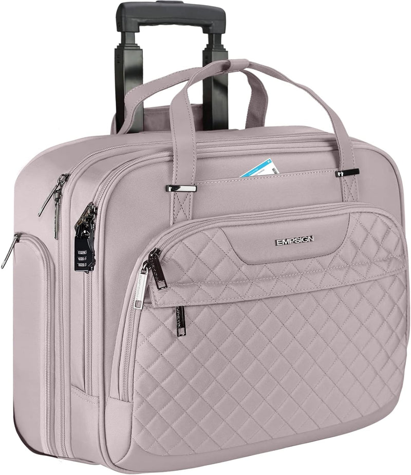 EMPSIGN Trolley Business Rolling Laptop mit Rädern, Rolling Laptoptasche für Frauen passt bis zu 15.