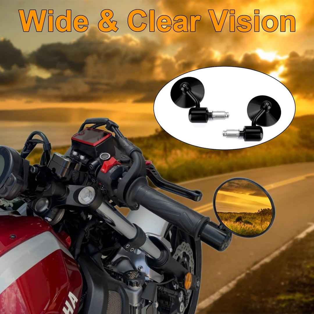 7/8 "22mm Motorrad Lenkerendspiegel 3 Zoll Runden Rückansicht Seitenspiegel für Scooter Chopper Crui