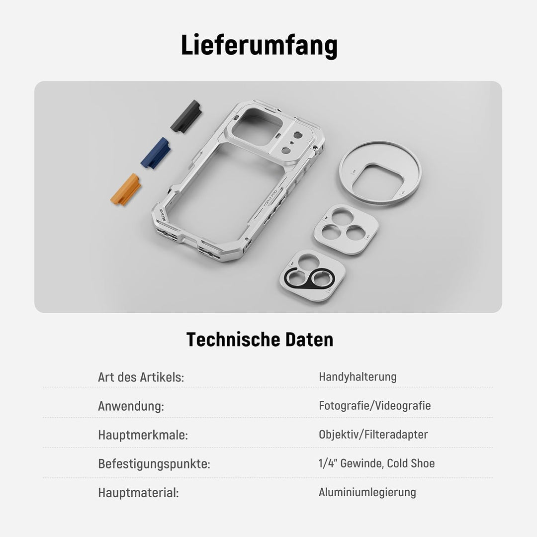NEEWER Phone Käfig Cage Kompatibel mit iPhone 17 Pro, Schnellwechsel Video Rig Handy Stabilisator Zu