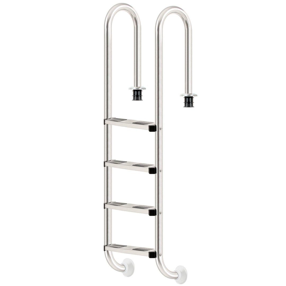 Zelsius V2A Edelstahl Poolleiter mit 4 Stufen | 50,2 x 36,5 x 183 cm - Silber | mit Rutschsicherung