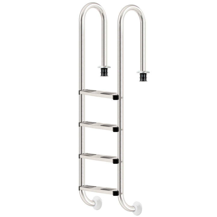 Zelsius V2A Edelstahl Poolleiter mit 4 Stufen | 50,2 x 36,5 x 183 cm - Silber | mit Rutschsicherung