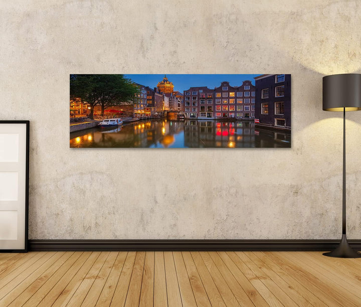 islandburner Bild auf Leinwand Nicolaaskerk In Amsterdam In Dämmerung Beleuchtet Bilder Wandbilder P