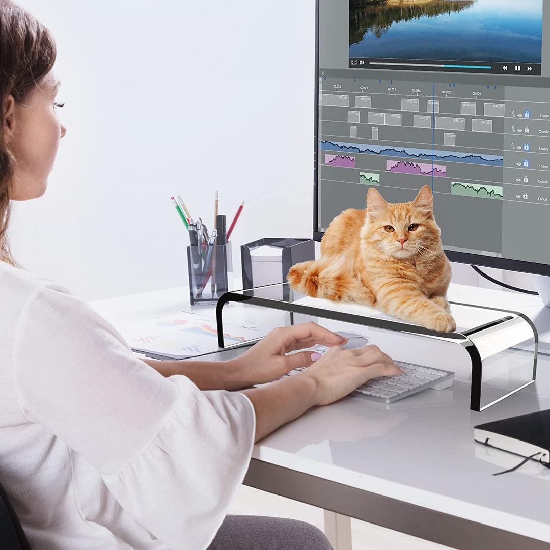 Windfromort Acryl Monitorständer - Bildschirmerhöhung aus Acryl - Transparenter Schreibtisch-Monitor