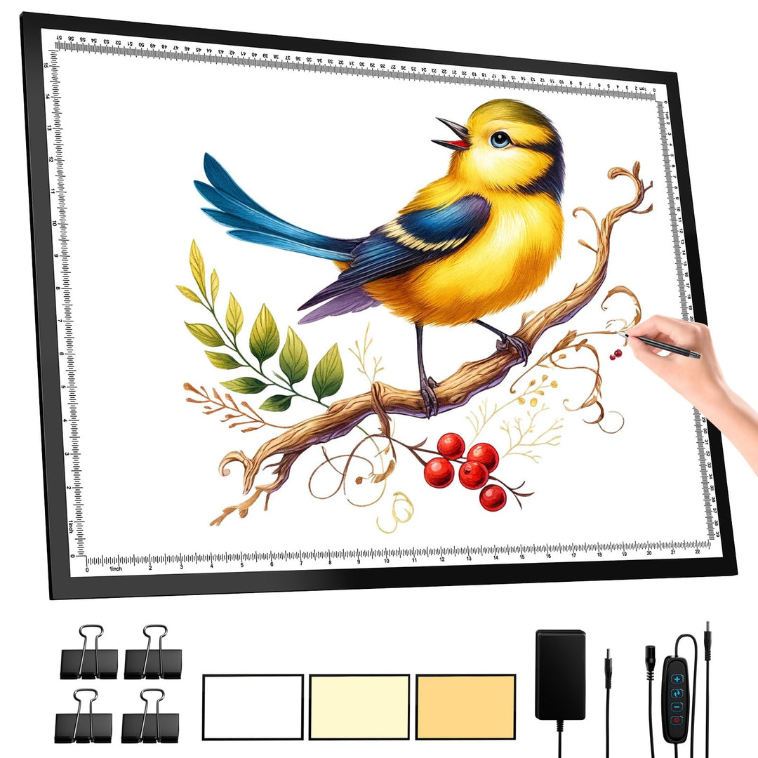DONPODER A2 leuchttisch 26"x19" (66x48cm) 10000+ LUX, 3 Farben, 10-Stufen dimmbar, UL-Netzteil für D
