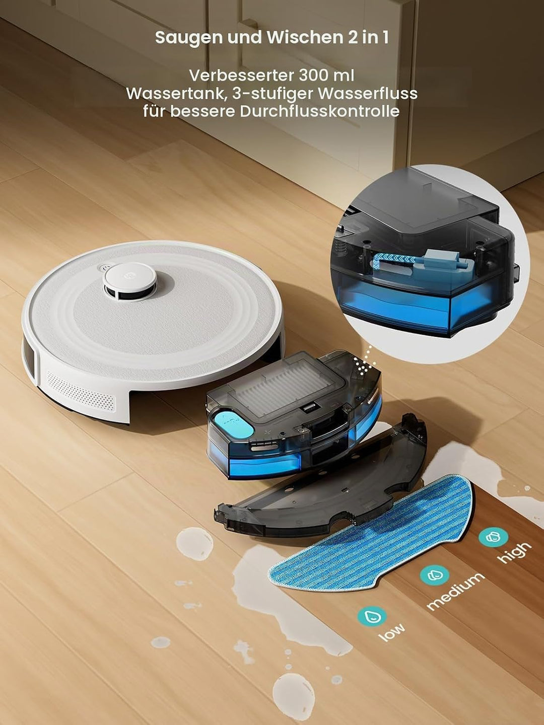 LEFANT M2 Saugroboter Mit Wischfunktion, Mehrstufiges Mapping, Staubsauger Roboter mit No-Go-Zonen,