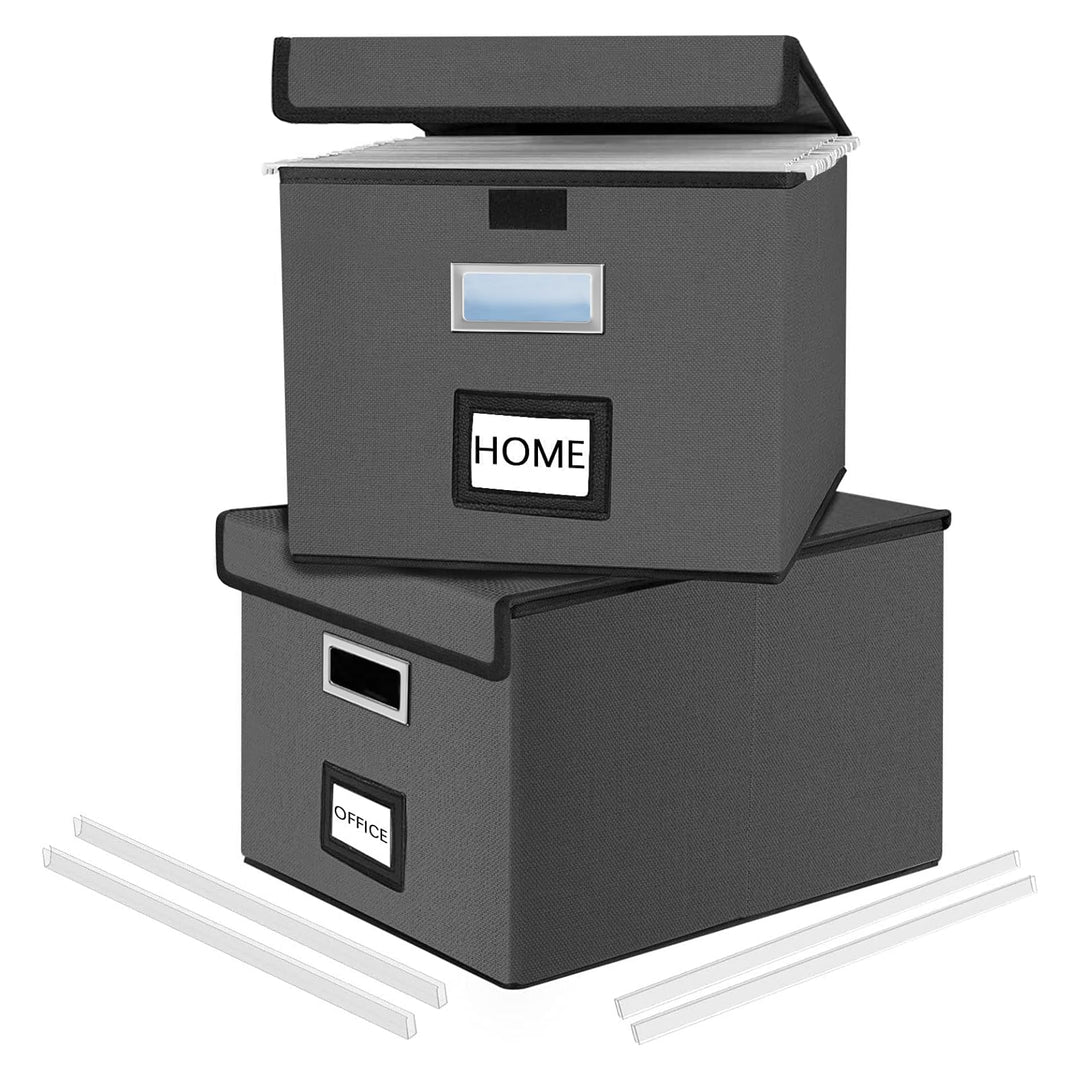 FINEW Faltbare Aufbewahrungsbox mit Deckel, Stilvolle Aufbewahrungsbox in Leinenoptik, 38.5 × 33 × 3
