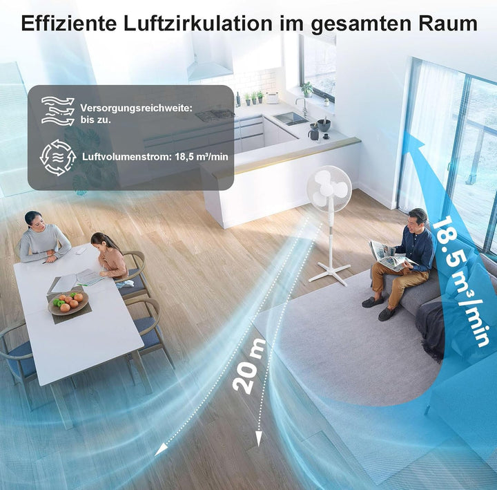 EXTRALINK Standventilator, Ventilator mit 3 Geschwindigkeitsstufen Durchmesser 40 cm Höhenverstellba