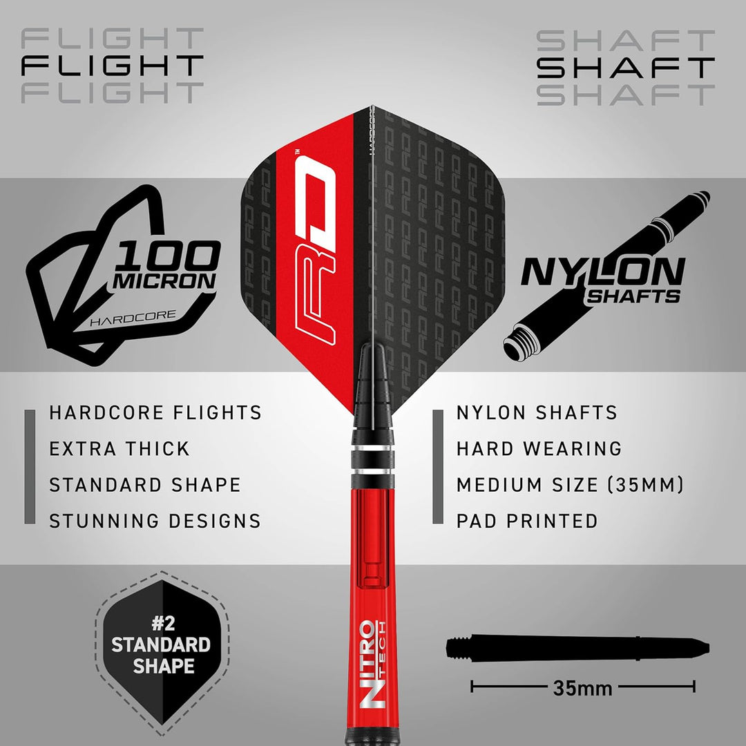 RED DRAGON Milano RS 21g, 22g, 23g, 24g oder 26g Tungsten Darts mit Flights und Schäfte 21.0 Gramm,