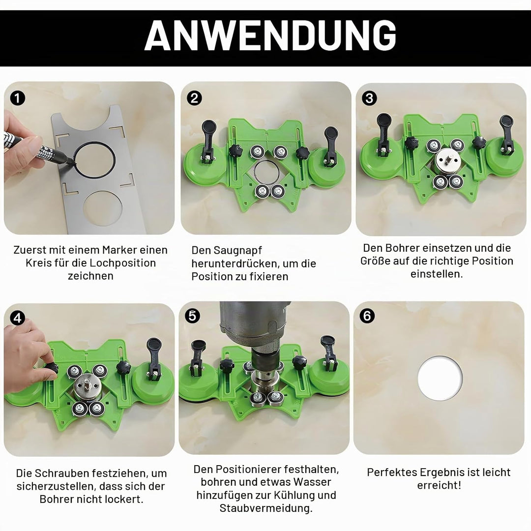 LALAGO Bohrer Lochsägenführungsvorrichtung Verstellbar 4-83mm mit Doppel-Saugnäpfe, Zentrierungs Loc