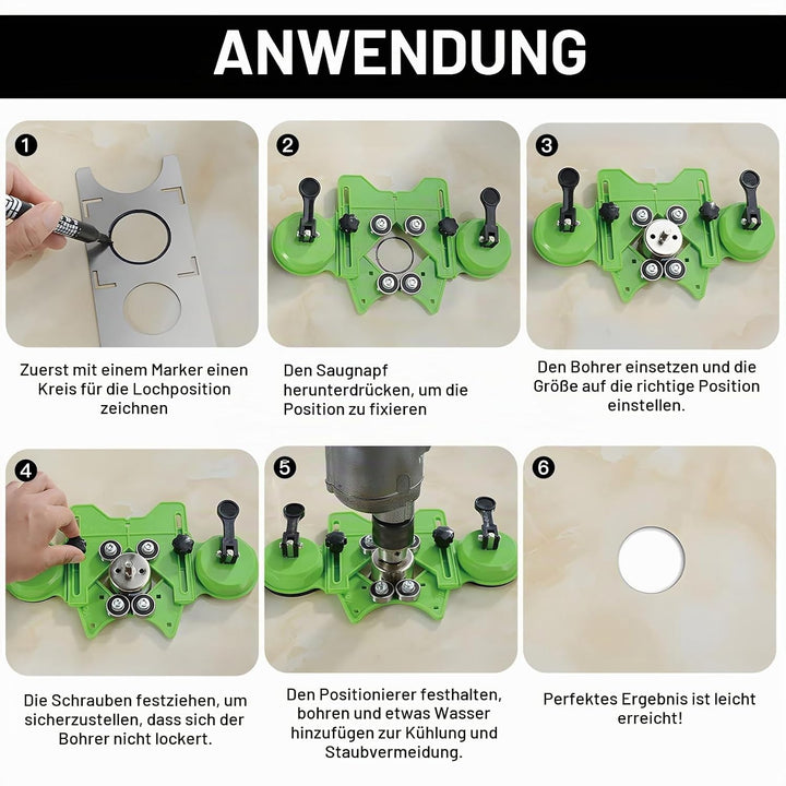 LALAGO Bohrer Lochsägenführungsvorrichtung Verstellbar 4-83mm mit Doppel-Saugnäpfe, Zentrierungs Loc