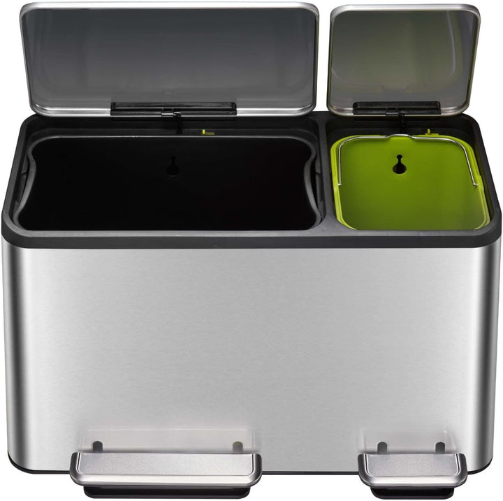 EKO Ecocasa Tretmülleimer Mülltrennsystem 30L + 15L (32,1 x 60,5 x 49,2 cm, Dämpfer-System, Fingerab