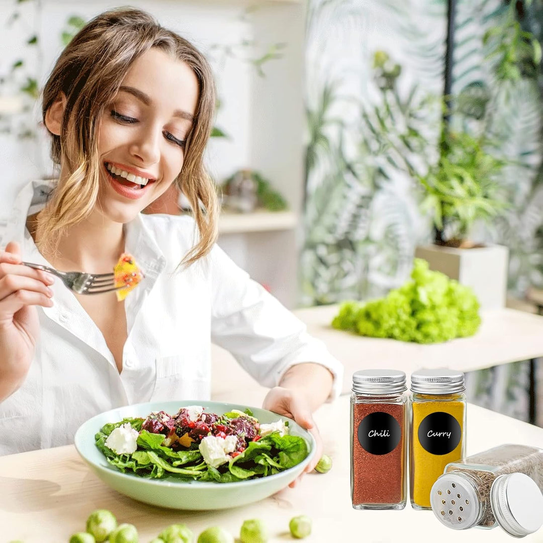 Gewürzgläser Eckig 24er Set, Withosent 120ml Gewürzdosen Glas Gewürzstreuer mit Schraubkappe, Gewürz