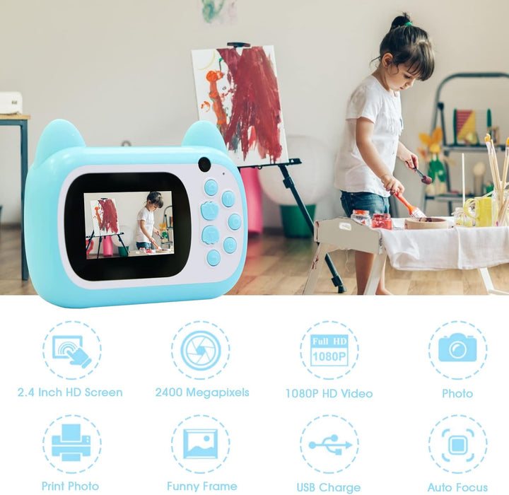 Sofortbildkamera für Kinder, 6,1 cm LCD-Bildschirm Kinder Druckkamera,Digitalkamera für Kinder mit 6