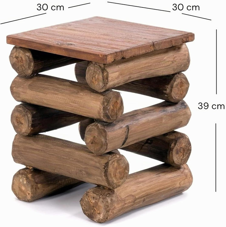 DESIGN DELIGHTS TEAKHOLZ HOCKER Block 38 | 30x30x39cm (BxTxH), Teak Altholz | Massivholz Sitzhocker,