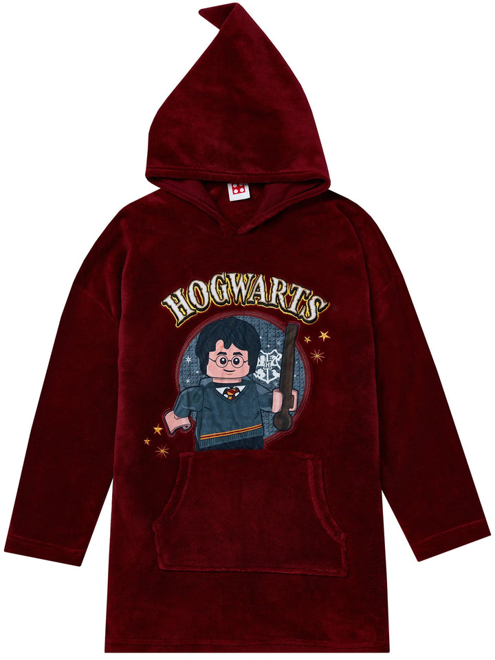 LEGO Harry Potter Kinder Übergrosser Fleece-Lounge-Kapuzenpullover Rot Einheitsgrösse