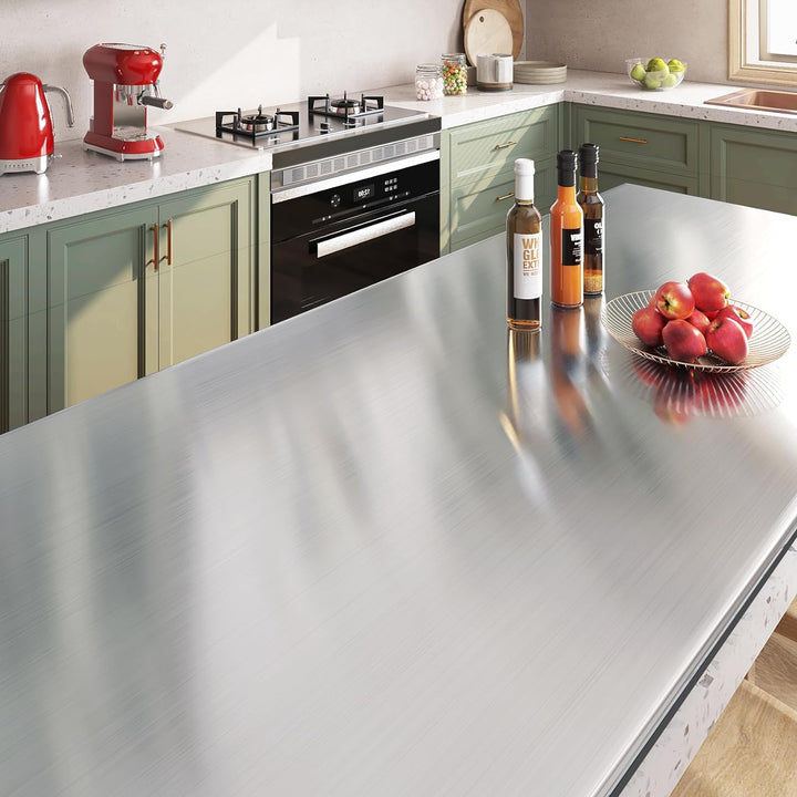 Livelynine 5M X 90 CM Breit Klebefolie Edelstahl Gebürstet Deko Selbstklebend Klebefolie Küche Folie