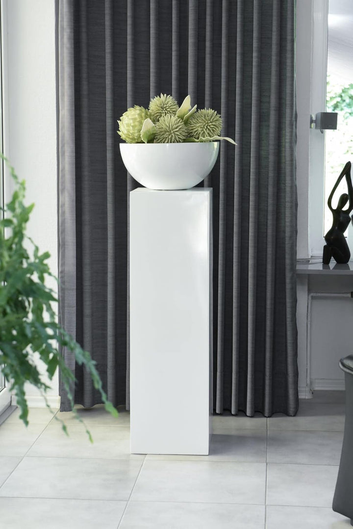 VIVANNO Podest Dekosäule Blumenständer Fiberglas Weiss Hochglanz 30x30x100 cm für Pflanzen und Deko