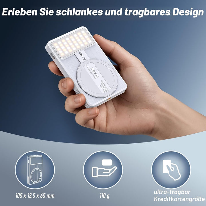 Magnetisches Selfie Licht 160 LEDs, Handy Licht kompatibel mit MagSafe & Android, 2500–9000K dimmbar