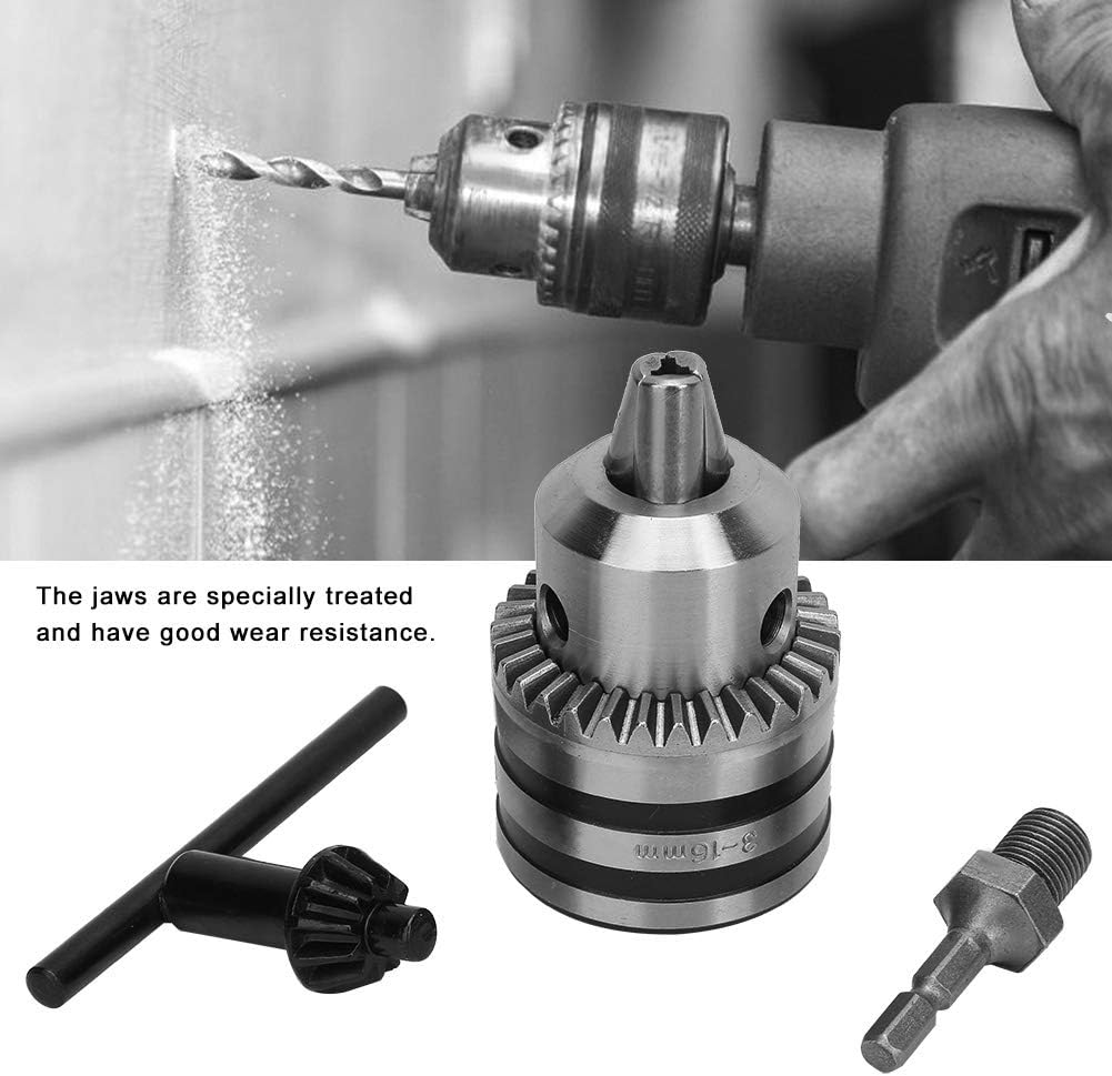 Bohrfutter, 3.0-16MM 1/2-20UNF Bohrfutteradapter-Kit Schlüsseltyp Bohrfutter mit Sechskantkopfadapte