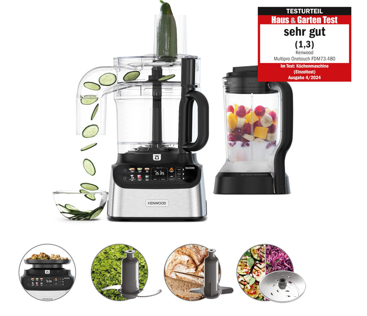 Kenwood MultiPro OneTouch FDM73.480SS Kompakt-Küchenmaschine & Standmixer, 6 Zubehörteile, 6 Automat