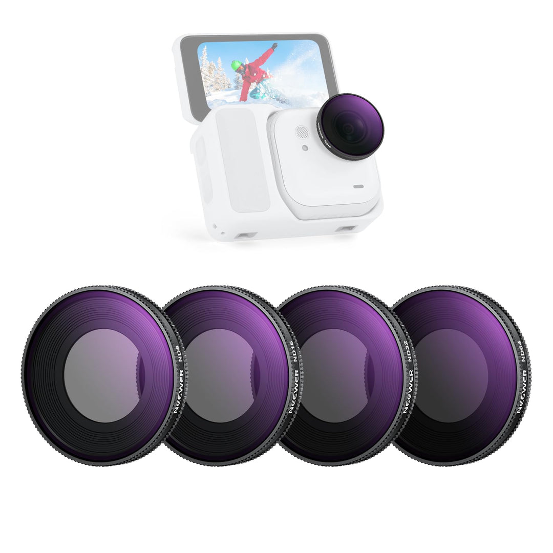 NEEWER ND Filter Set kompatibel mit Insta360 GO Ultra (ND8/ND16/ND32/ND64), aufschraubbares Graufilt