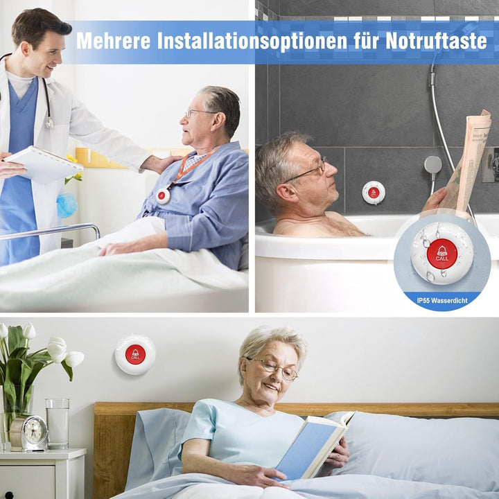 Daytech Notrufknopf für Senioren/Hausnotruf mit Notrufarmband für die häusliche Pflege Notfall Armba