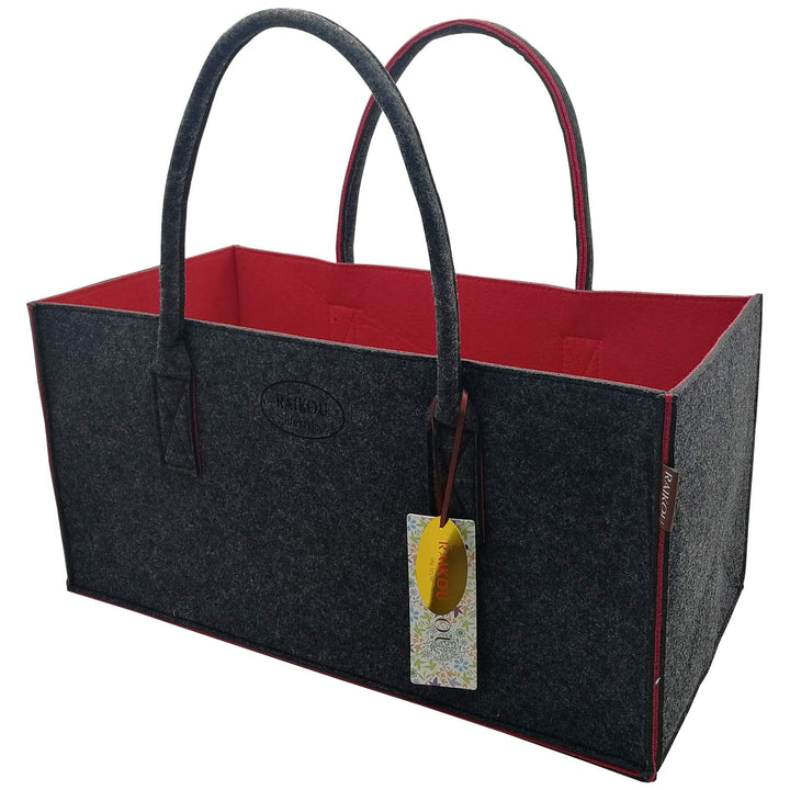 RAIKOU NEU Filztasche Shopper Holzkorb Einkaufstasche Henkeltasche Zeitungskorb Stabile Kaminholztas