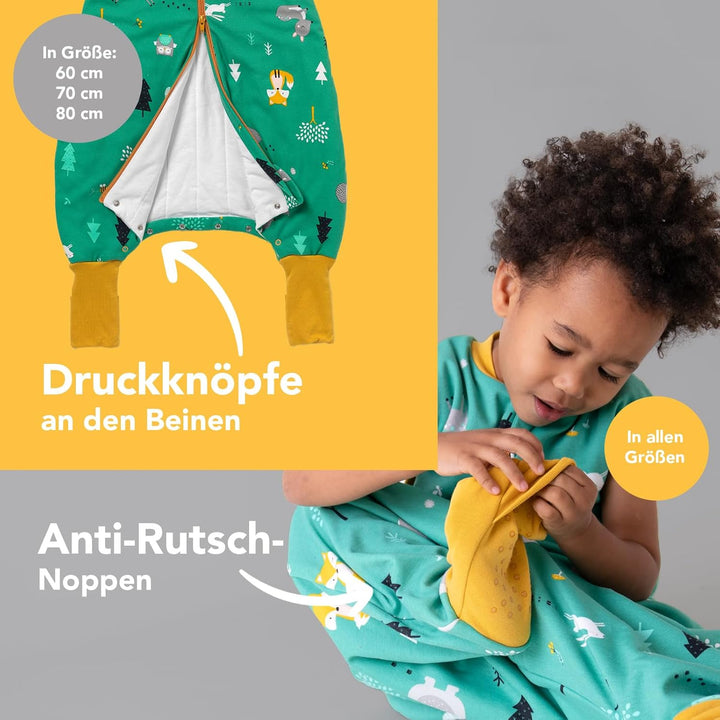 schlummersack Baby Schlafsack mit Füssen Bio Baumwolle 2.5 Tog 60 cm Waldtiere | Schlafsack mit Bein