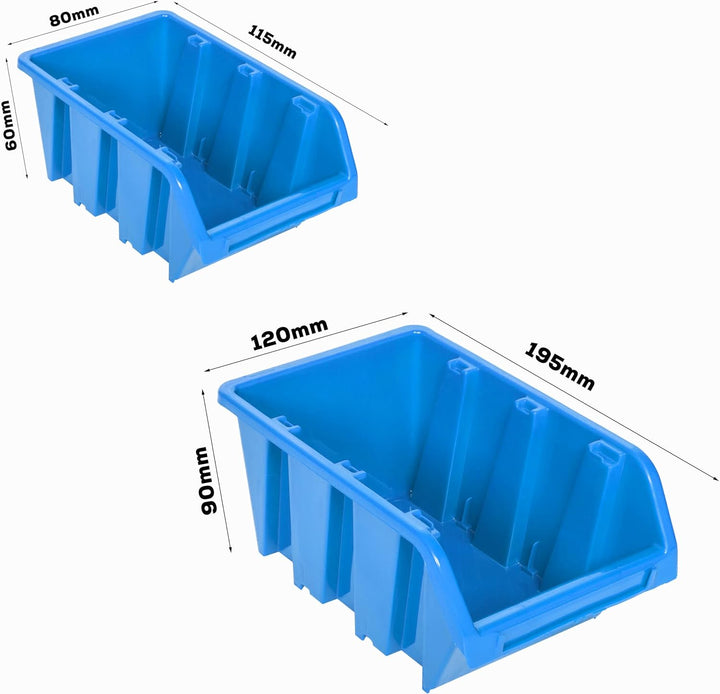 Lagersystem Wandregal 1155 x 780 mm | 91 stck. Box | Stapelboxen Schüttenregal Sichtlagerkästen | Ex
