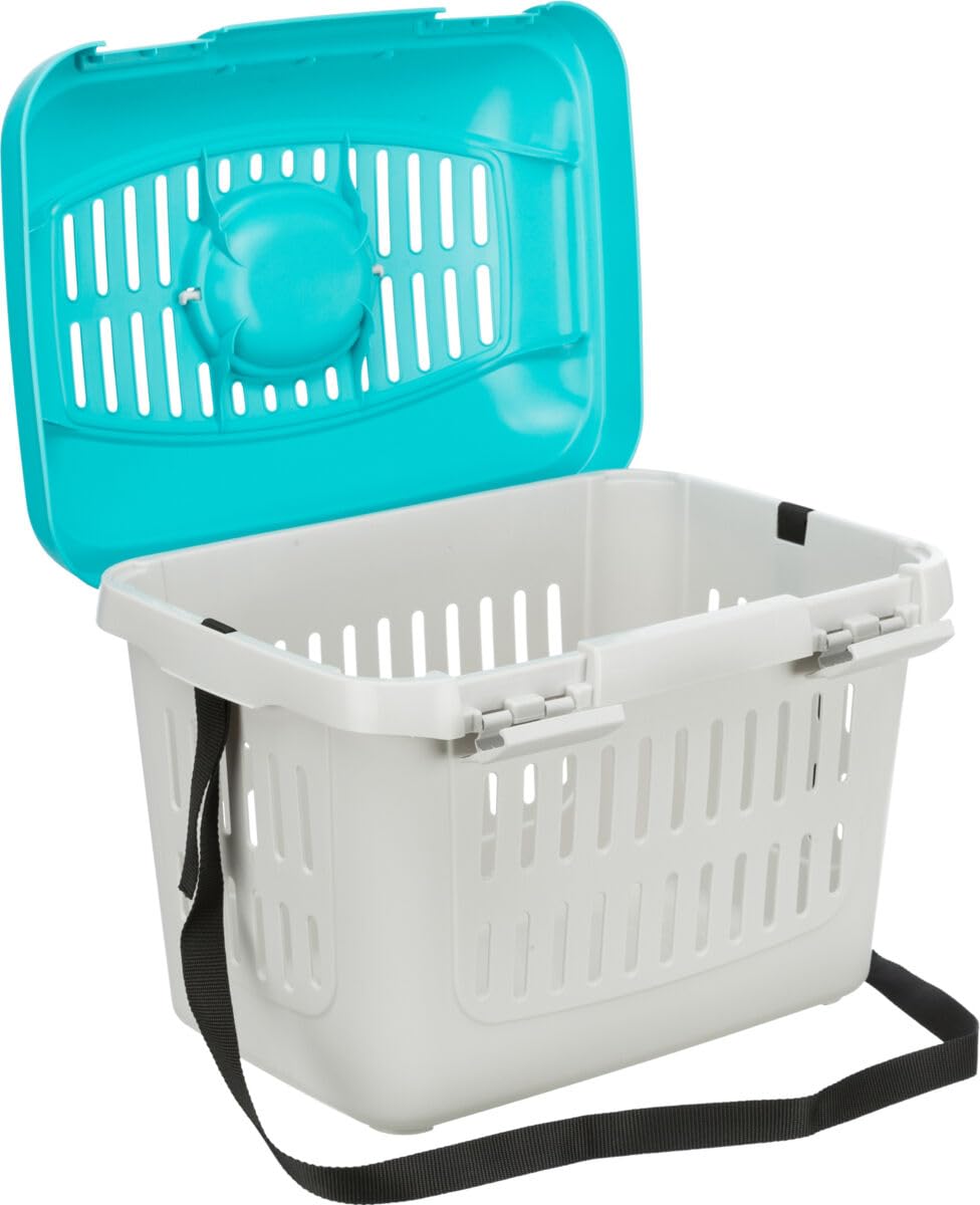 Trixie 3979 Transportbox Midi-Capri, XS: 44 × 33 × 32 cm, dunkelgrau/hellblau
